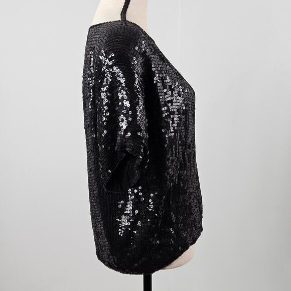 VTG Black Sequin Silk Top Party Occasion Jean for Joseph Le Bon | Women's S - Picture 13 of 16
